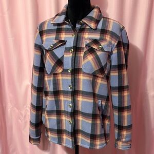 Pink and Purple Plaid Shacket Button Up Coat